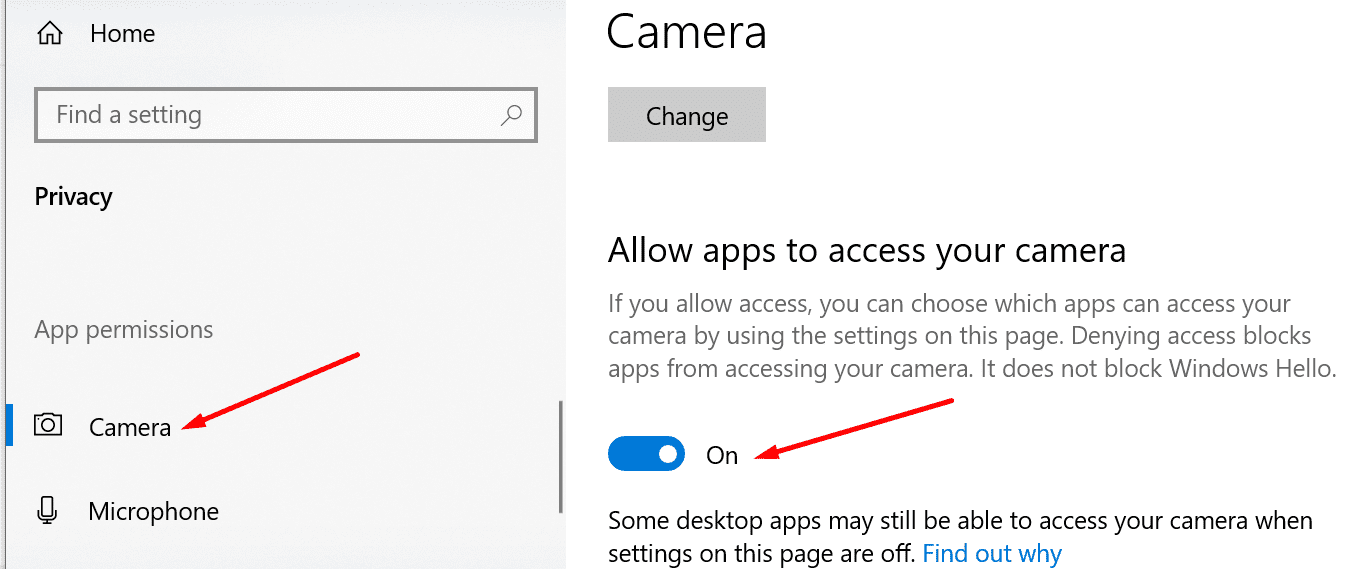 camera privacy settings