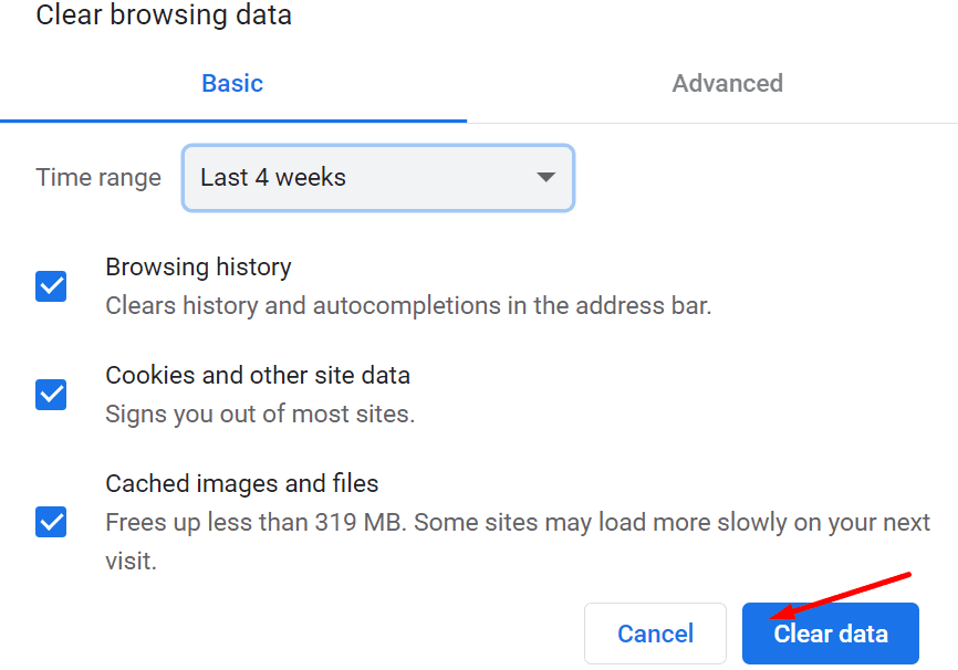 clear browsing data chrome