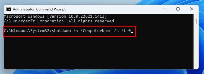 CMD remote pc shutdown command win 11