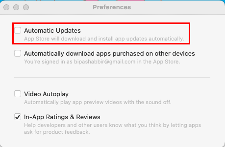 Disable auto updates for App Store