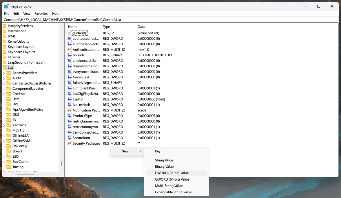 Enable LSA Protection through Registry Editor