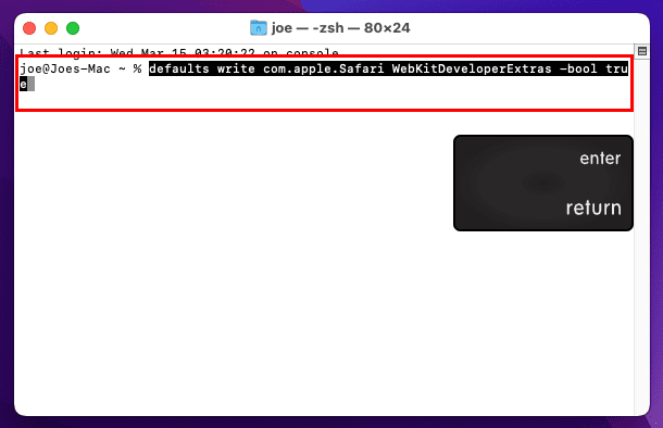Execute Inspector Element or Web Inspector code in Terminal