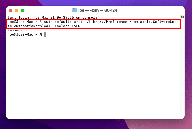 Executing a command on Terminal of macOS