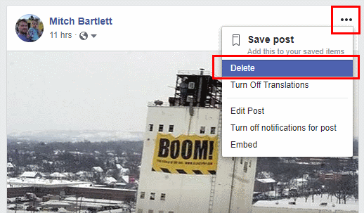 Facebook Delete Post