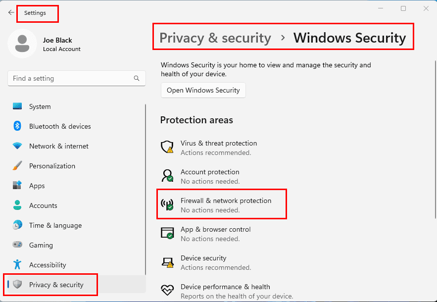 Firewall & network protection