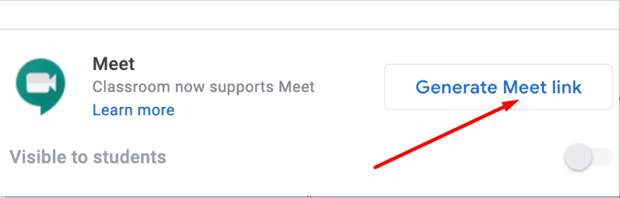google classroom generate meet link