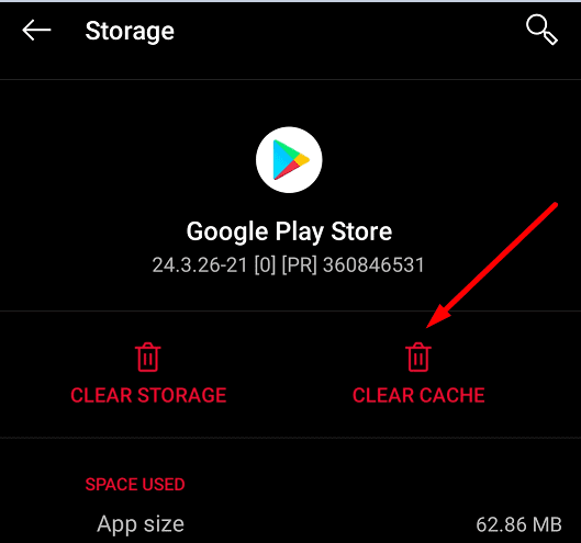 google play store clear cache oneplus