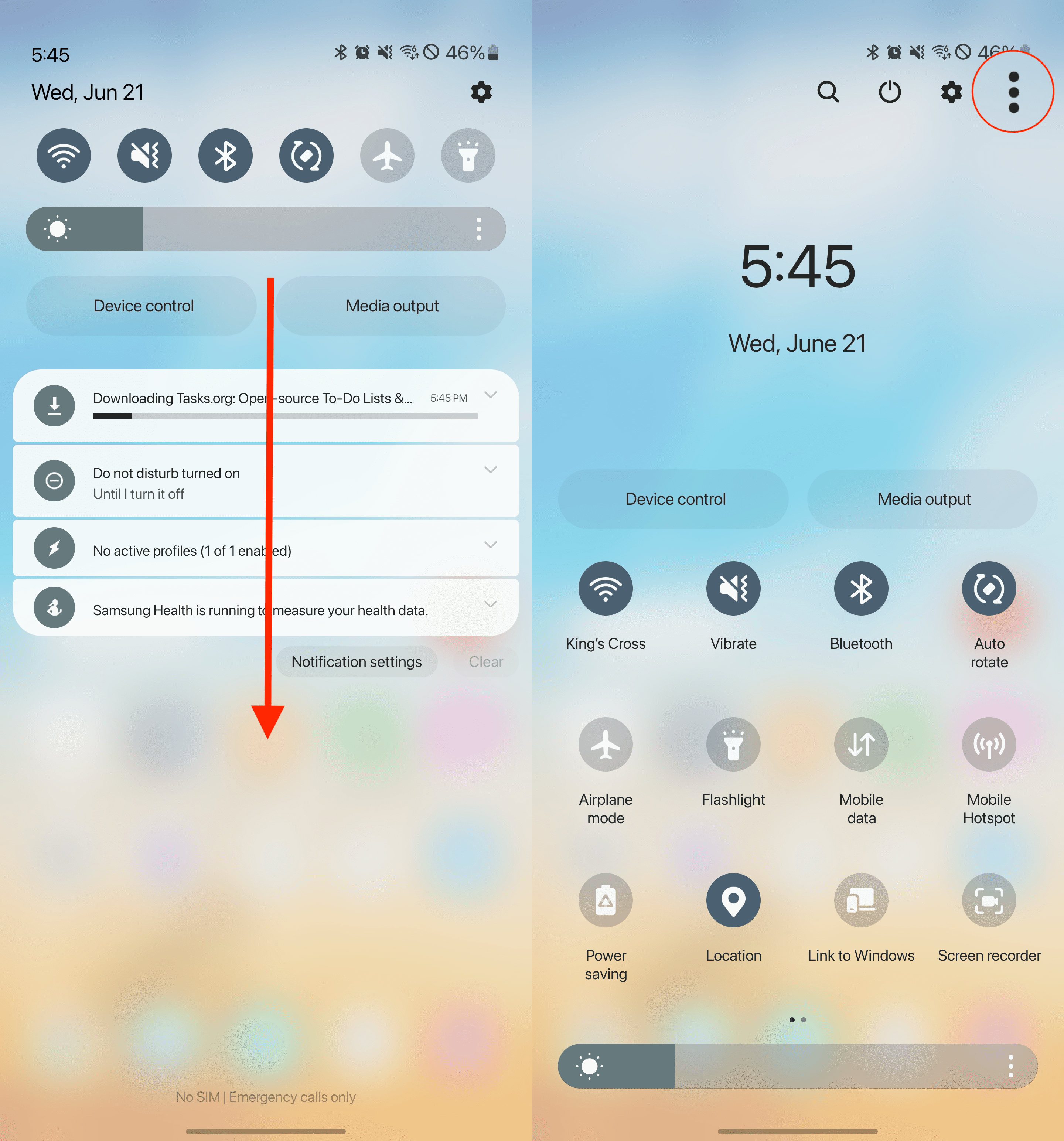 How to customize quick settings pnael on Galaxy S23 - 1