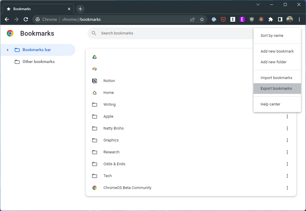 How to export Chrome bookmarks on Windows - 3