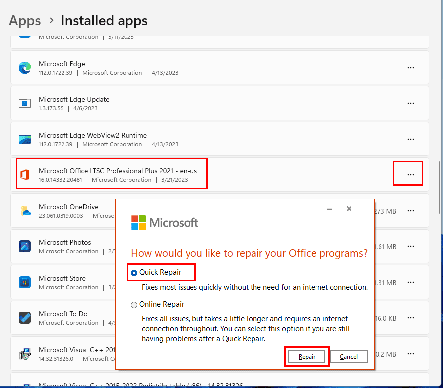 How to repair Office 365 to fix Outlook home menu missing