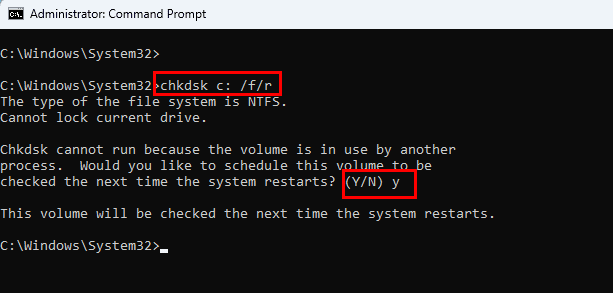 How to run CHKDSK of C Drive