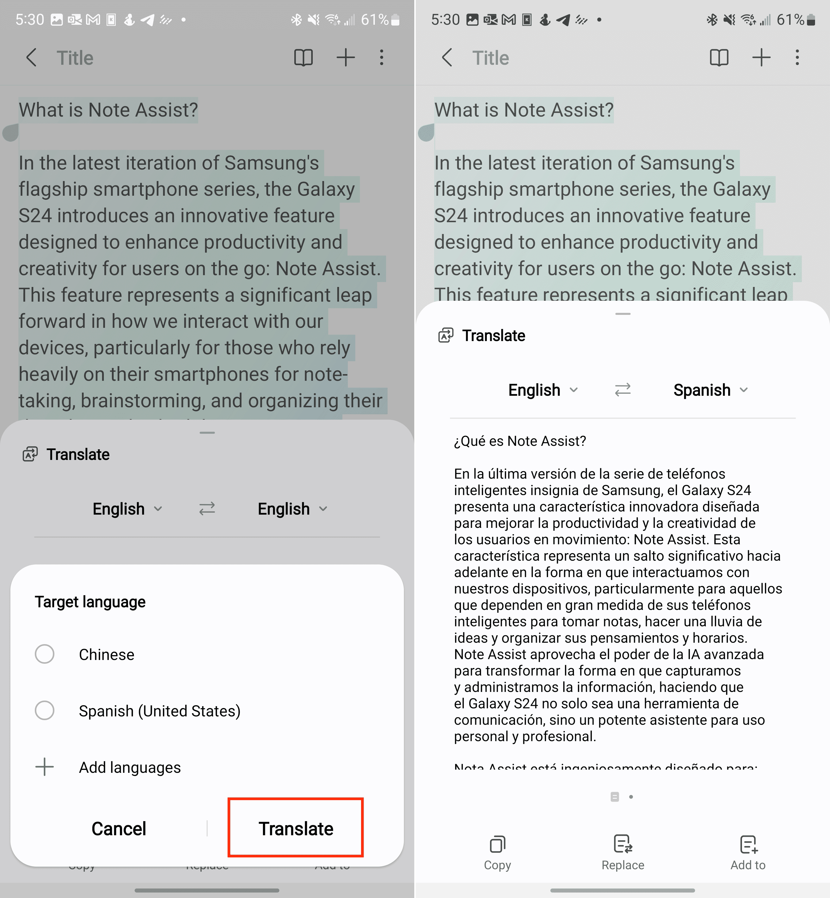 How to use Note Assist on Galaxy S24 Translate 2