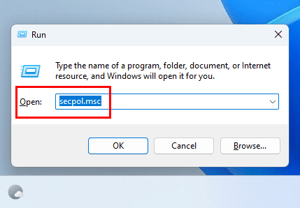 How to use Run to access Local Security Policy app