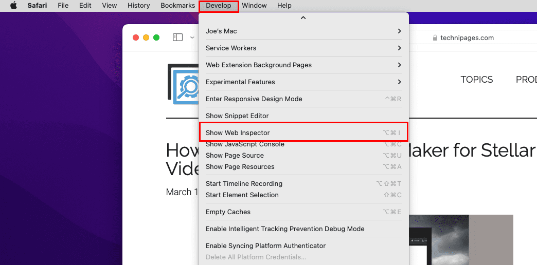 How to use Safari Web Inspector on macOS Monterey