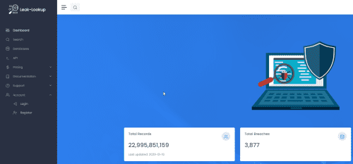 Leak Lookup data breach database search