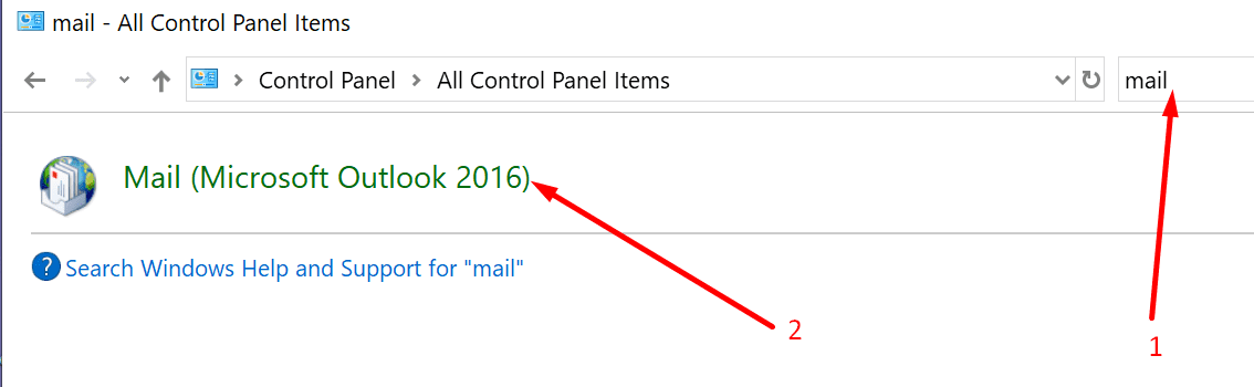 microsoft outlook control panel