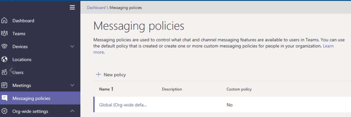 microsoft teams messaging policies