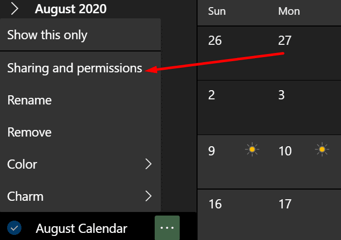 office calendar sharing and permissions