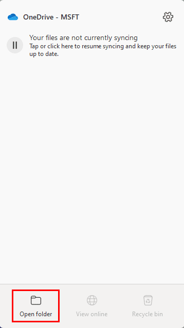 Open Folder on OneDrive