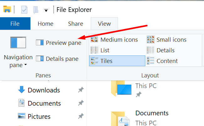 preview pane file explorer