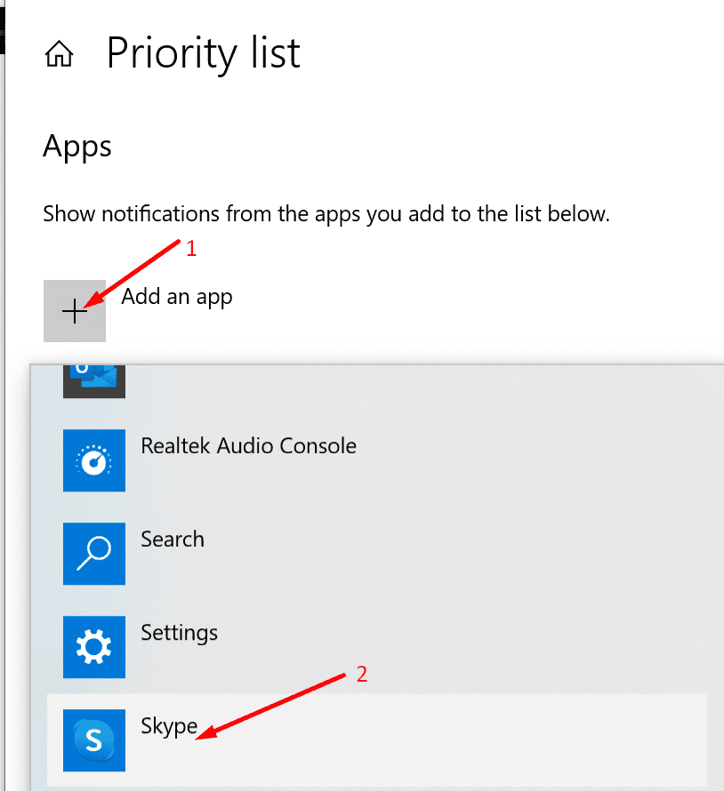 priority list add skype
