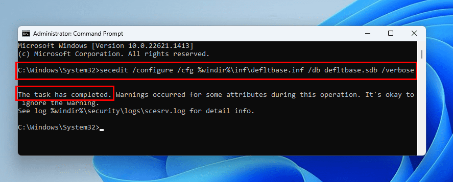 Reset Local Security Policy to default values