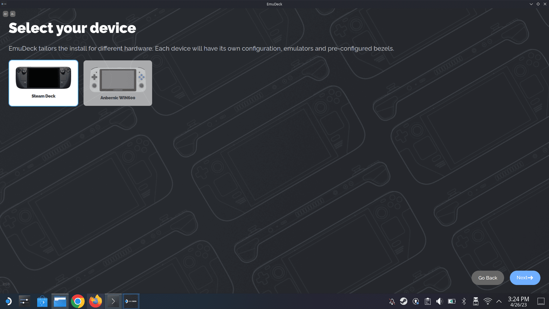 Select Device for EmuDeck