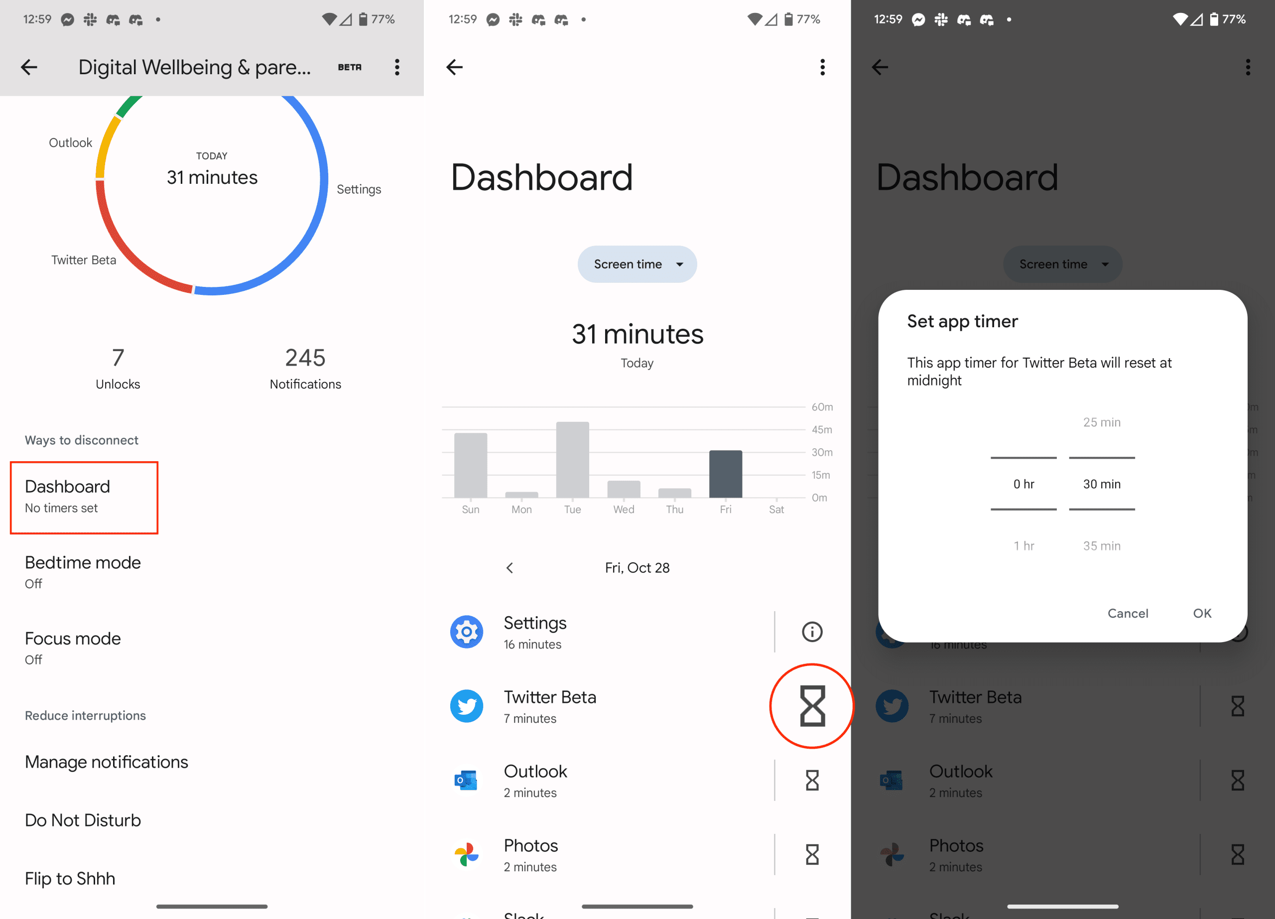 Set up Digital Wellbeing App Timers