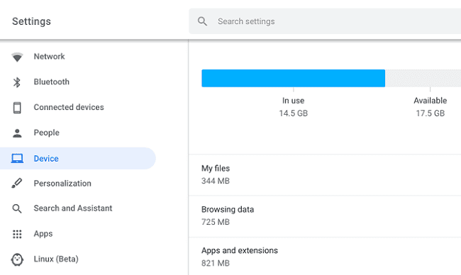 storage management chromebook