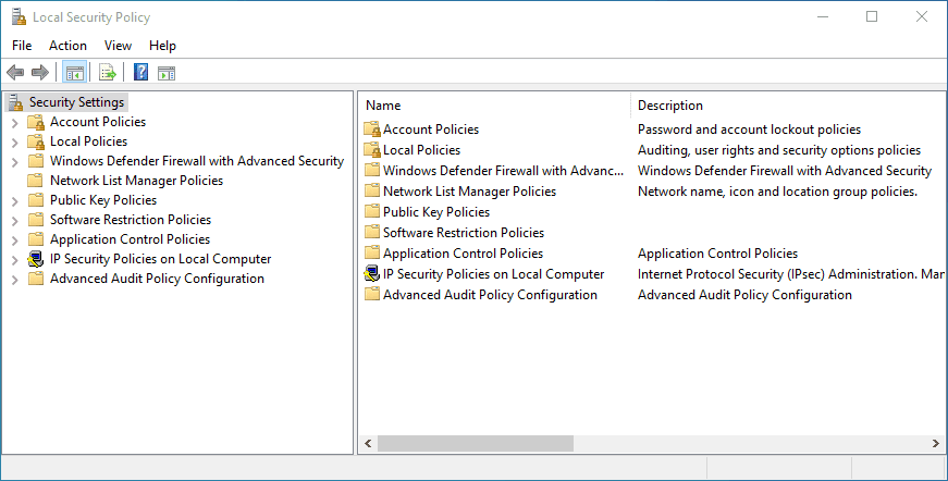 The Local Security Policy Utility of Windows Tools