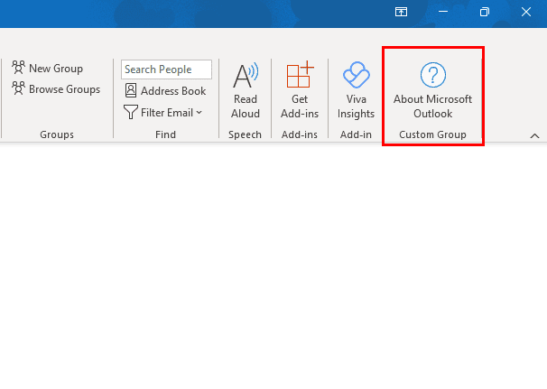 The look of a custom group on Home tab