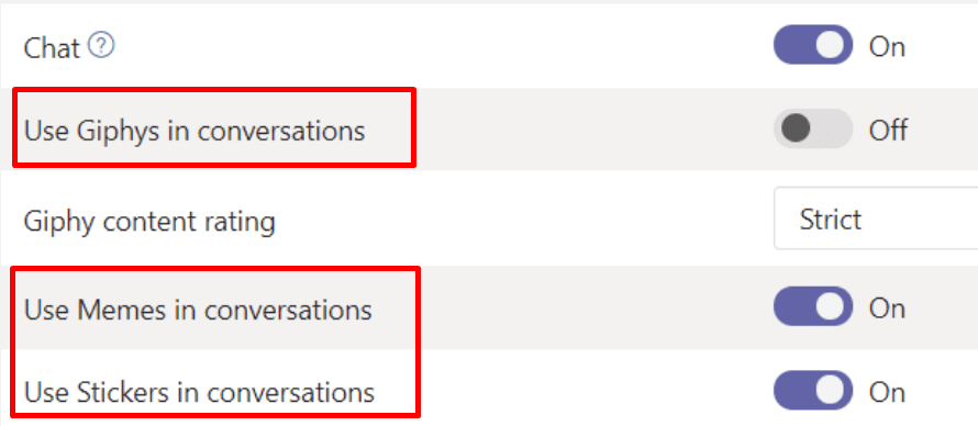 turn off animations teams admin center