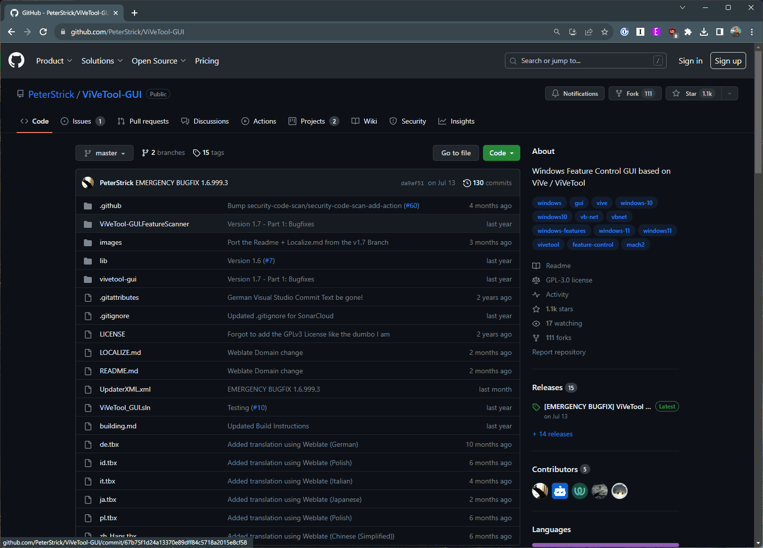 ViveTool GUI GitHub Landing Page
