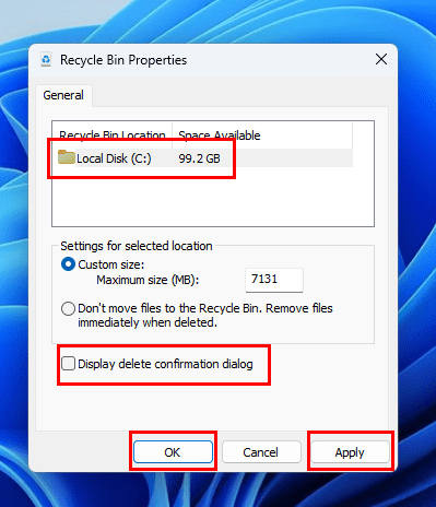 Where to uncheck Display delete confirmation dialog