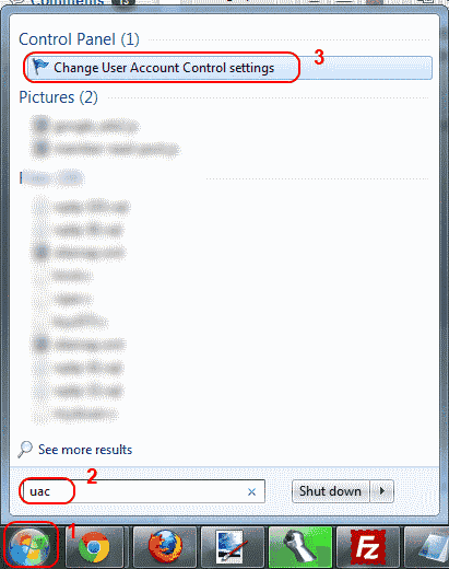 Win7 accessing UAC setting