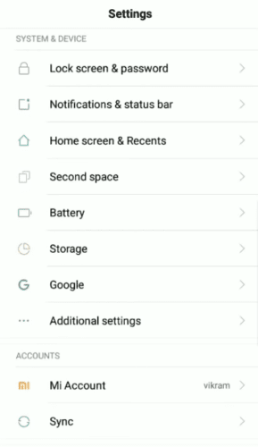 Xiaomi - settings