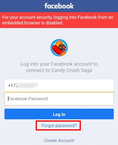 FB Forgot Password Link