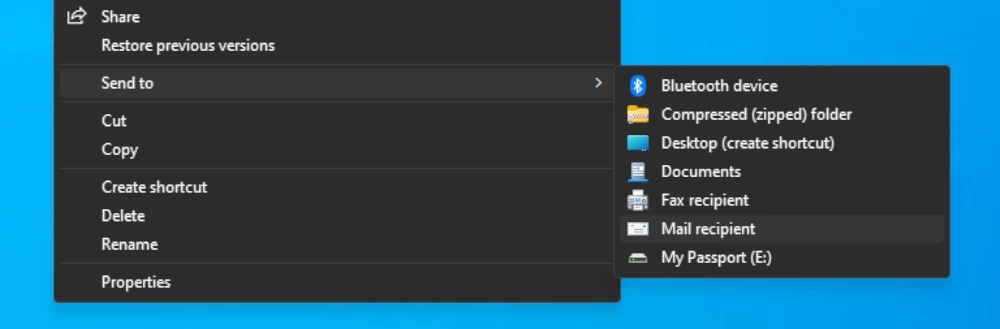 Windows 11: “Mail recipient” Missing from “Send to” Menu