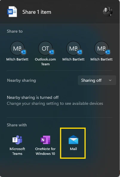 Win11 Mail Option